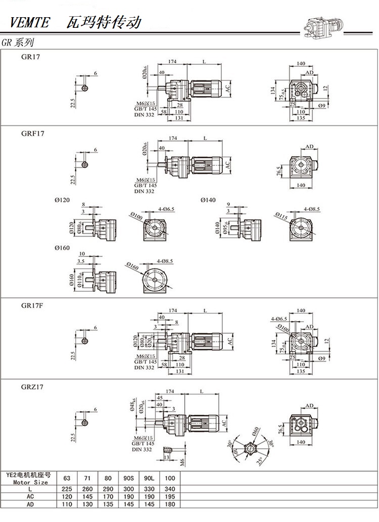 R17減速機圖紙，R00系列齒輪減速器尺寸圖